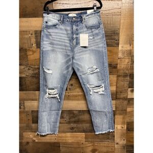 KanCan Straight Fit Distressed Paint Splatter Jeans Light Wash 11/29 New